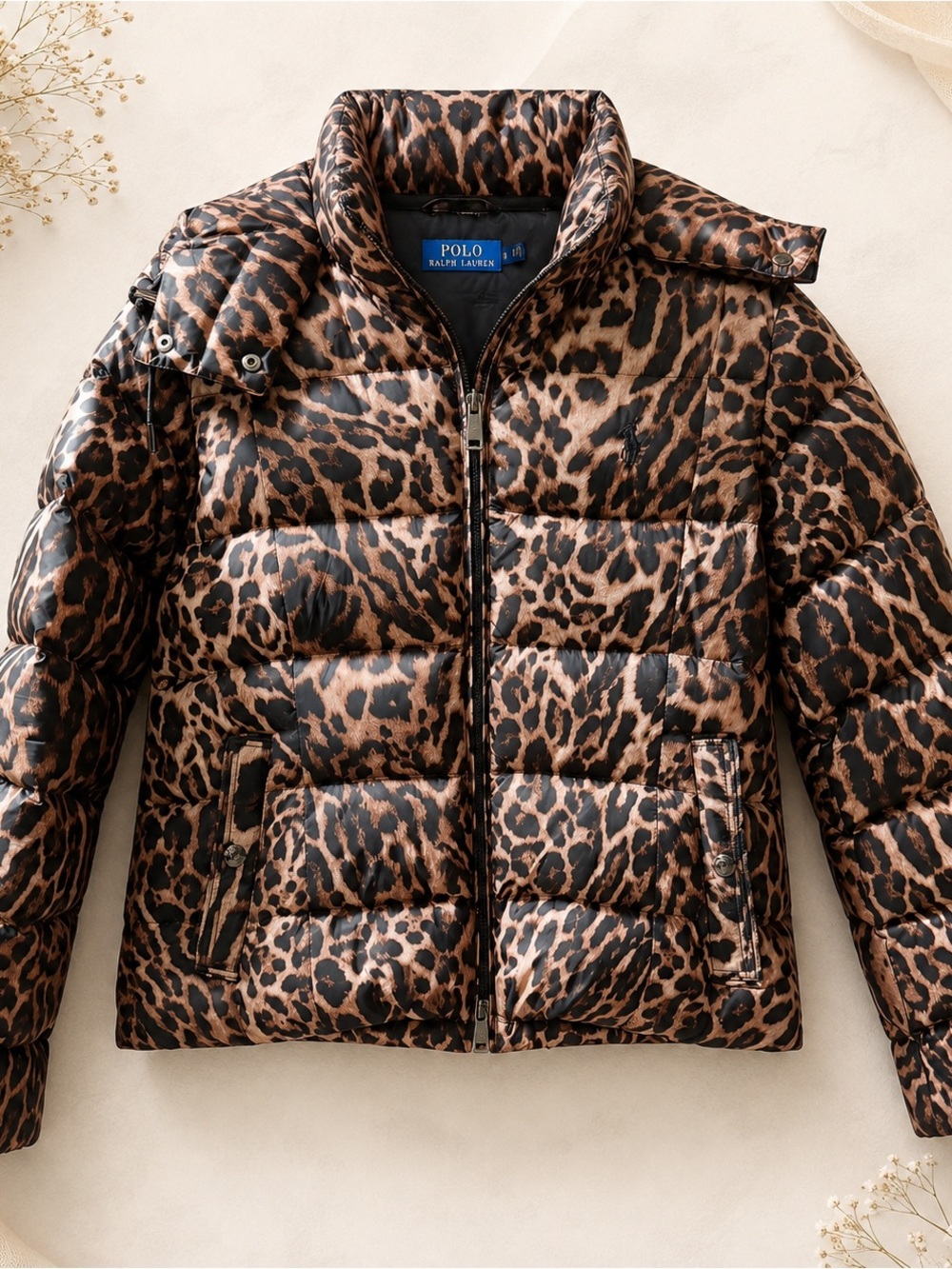 Polo by Ralph Lauren Women's Leopard Print Puffer Jacket - Brown/Black Size S